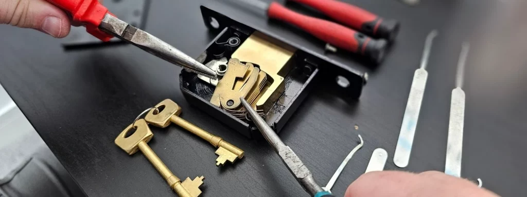 Trusted local locksmith repairing a door lock for a residential customer