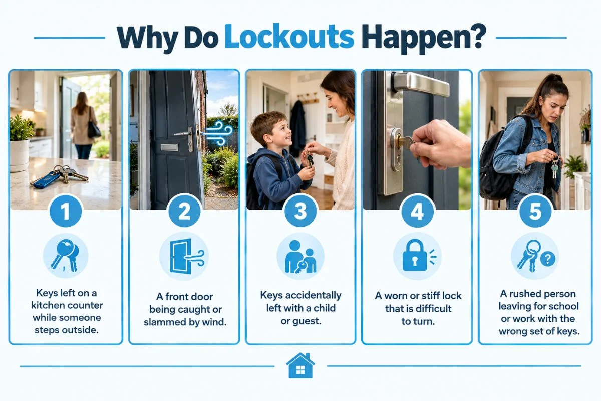 Common everyday situations that cause people to become locked out of their homes